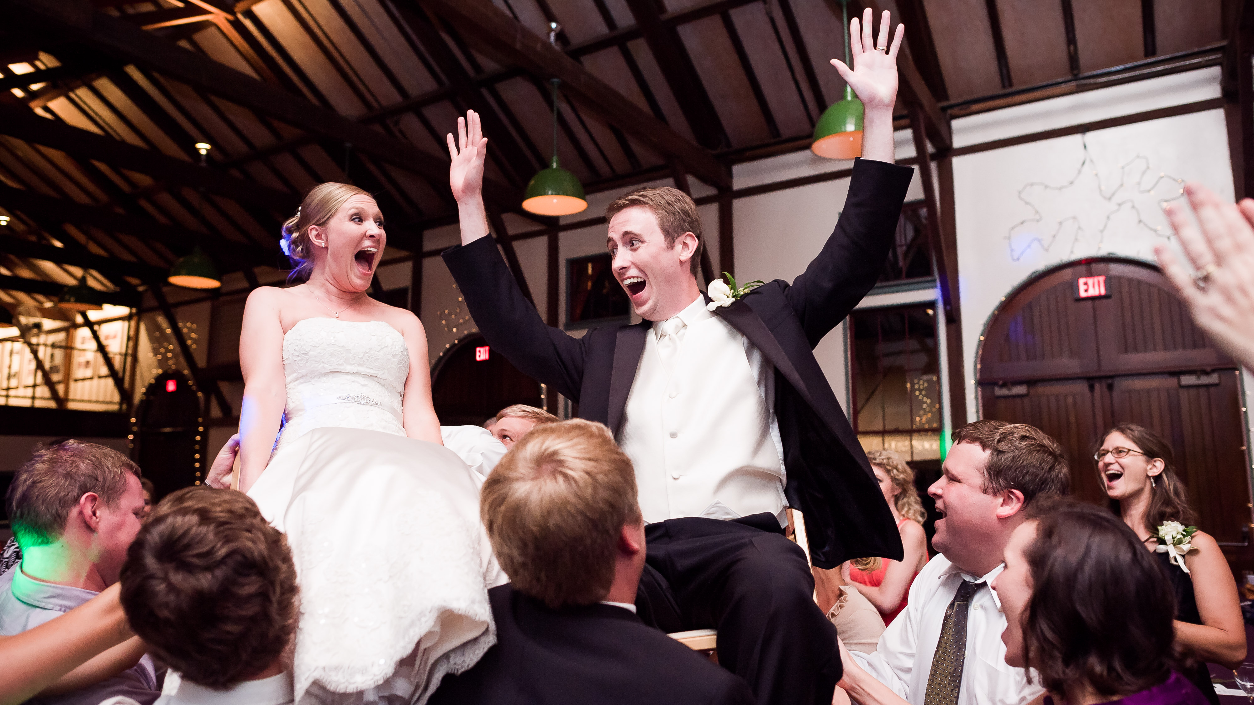 Fun wedding reception and dancing photojournalism
