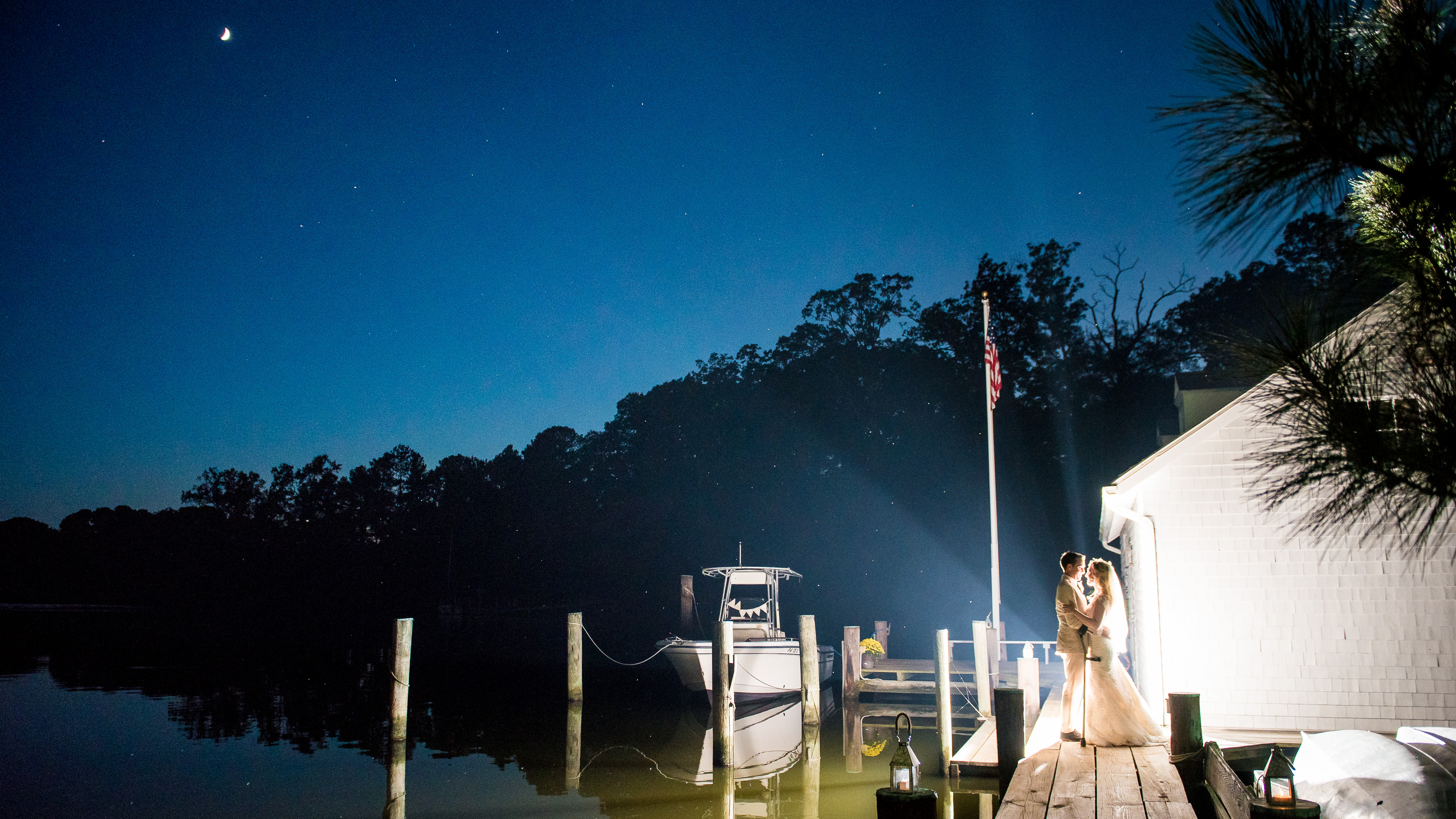 Awesome eastern shore nighttime wedding portraits