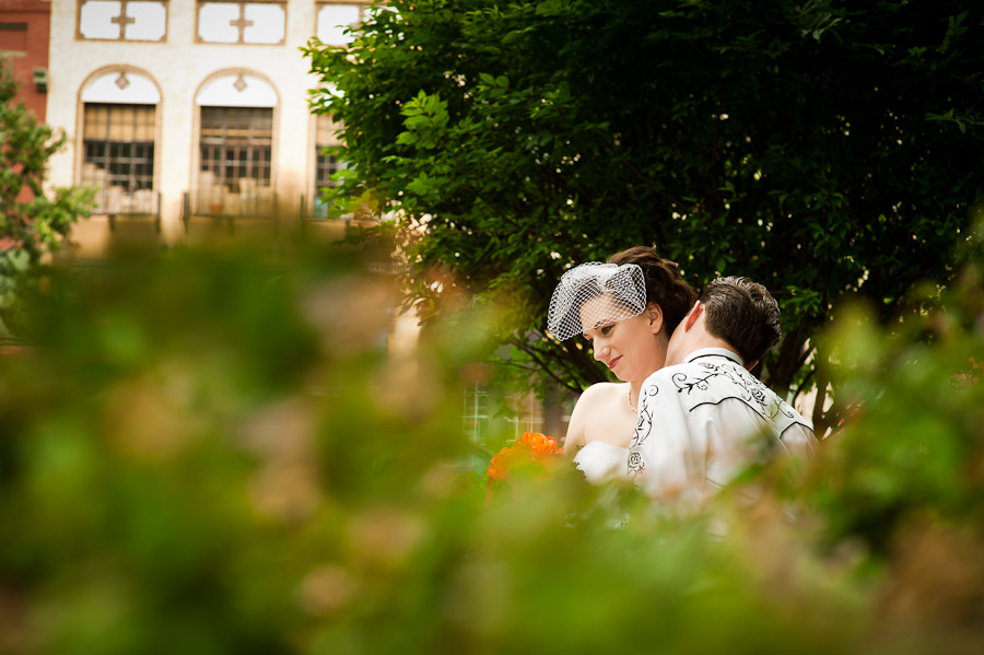 intimate wedding portrait in downtown bloomington, in