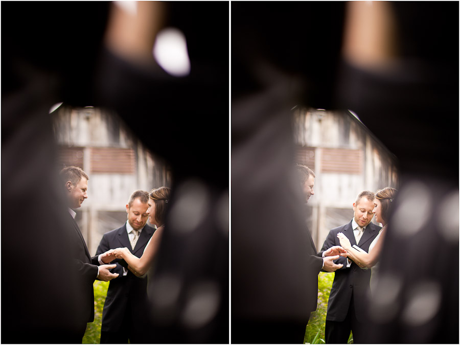 story-inn-wedding-brooke-hank-11 bride getting ring in front of a barn at story inn