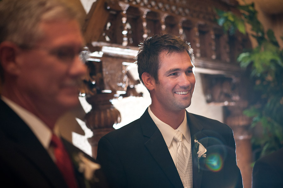 Deer-Park-Manor-Wedding-Photography-Bloomington-IN-Stacey-Jake-6 Groom's first look down aisle