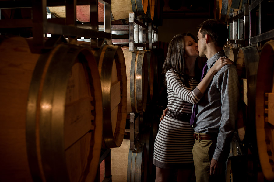 King-Family-Vineyard-Engagement-Photos-Crozet-Virginia-3 Wine Cellar Engagement Photo at King Family Vineyard