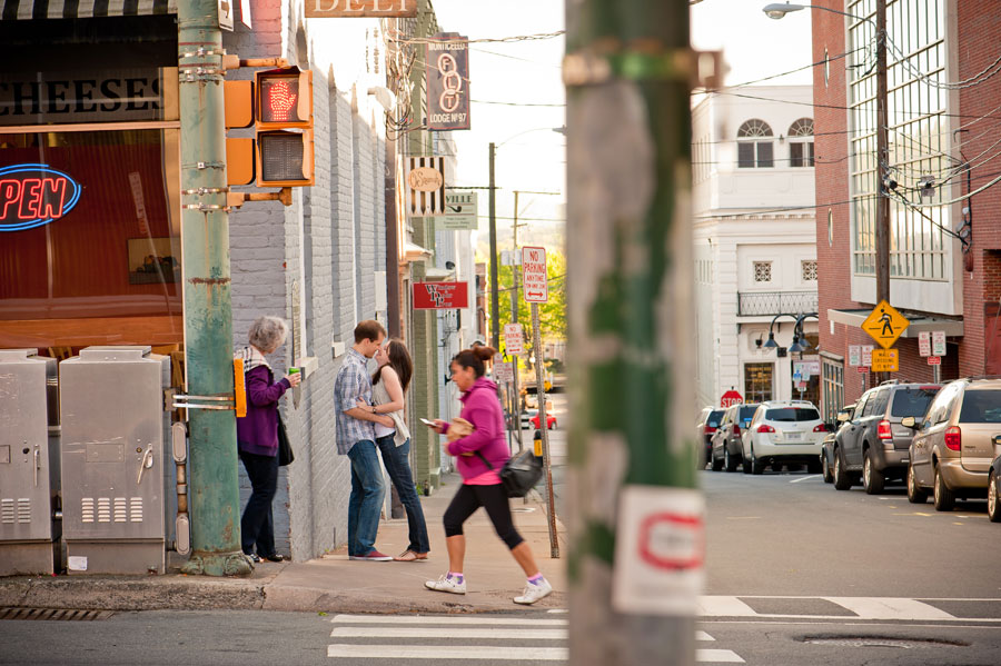 Downtown-Charlottesville-Virginia-Engagement-Photos-3 Funny downtown charlottesville engagement portrait