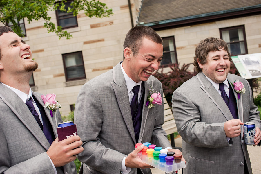 Spring-Mill-Inn-State-Park-Wedding-Photography-Ashley-Wes-04 Hilarious laughter by groomsmen at wedding