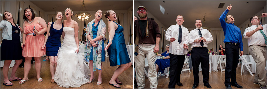 Orkney-Springs-Shrine-Mont-Wedding-Photography-Lori-Will-28 Guys and Girls singing at wedding