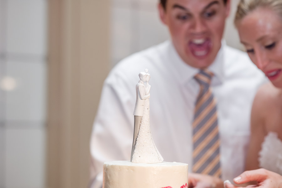 Funny cake cutting photo