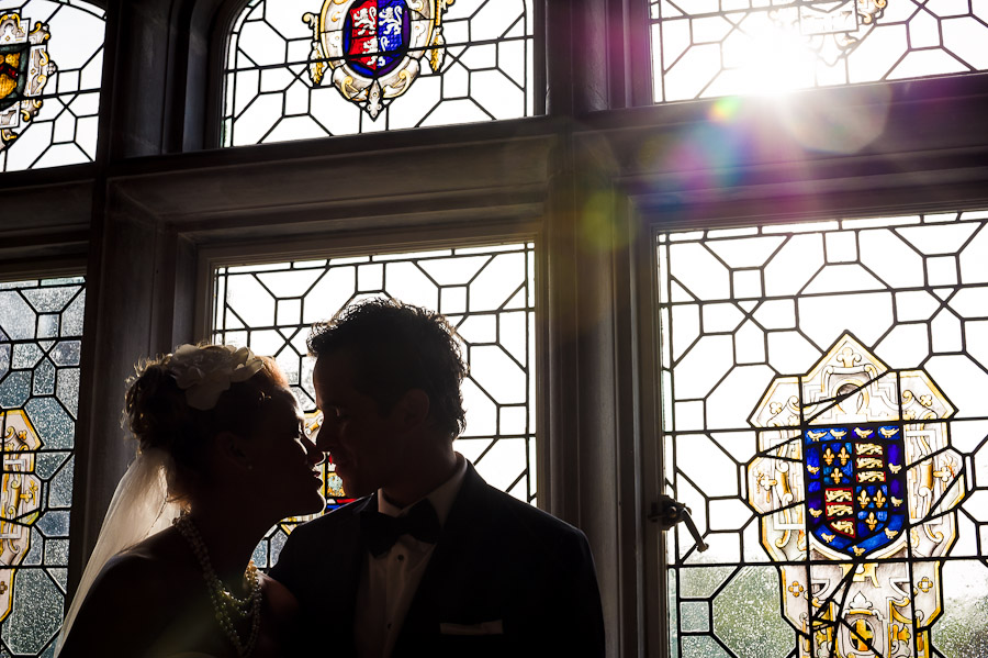 laurel-hall-indianapolis-wedding-photography-amy-jay-11 Romantic, sun flare portrait with stained glass at Laurel Hall