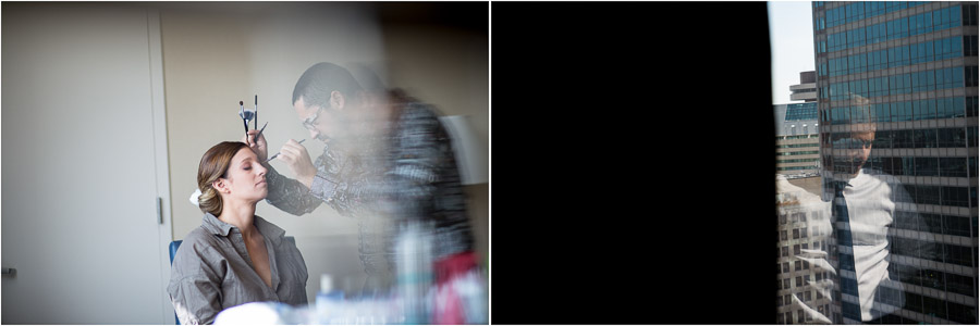 Artistic and fun pre-ceremony wedding photos at Sheraton in Indy