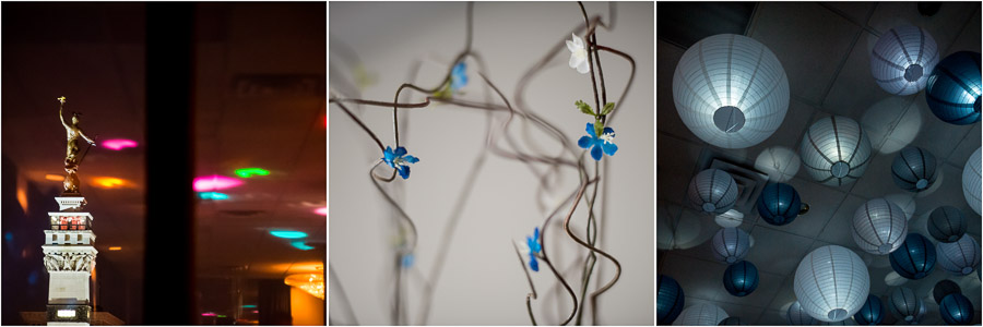 Quirky, fun and colorful wedding details, LED hanging lanterns