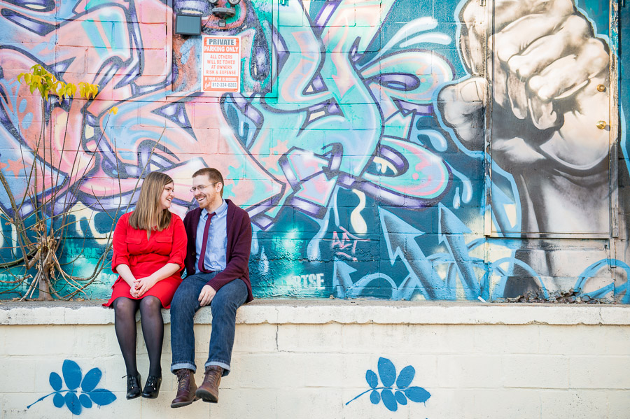 Bloomington engagement photography graffiti