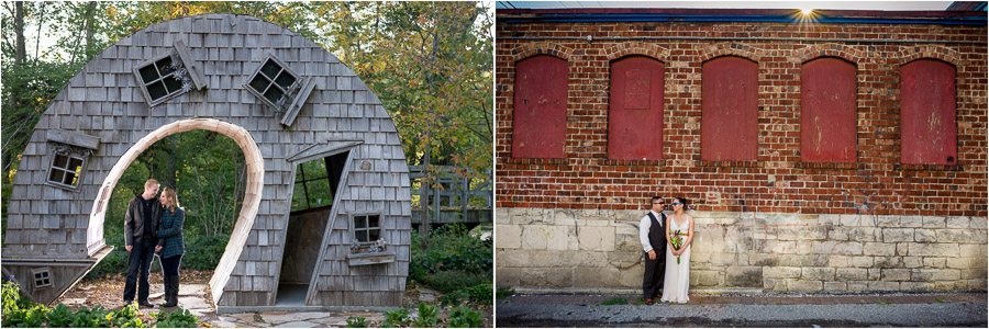 creative and cool buildings in engagement photos
