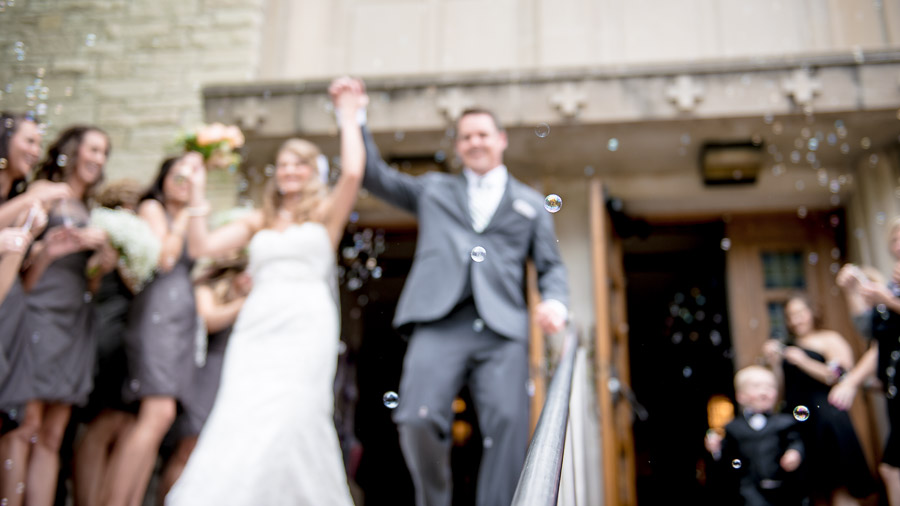 Indianapolis-Purgatory-Golf-Club-Noblesville-Wedding-Photography-Steph-Drew-07 Artistic, classy wedding exit photo moment with bubbles in Indy