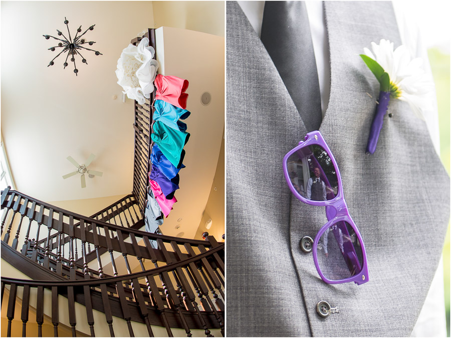 Upland-Brewery-Indiana-University-Bloomington-Wedding-Lydia-John-01 creative, colorful, dress photo and 80's sunglasses groomsmen photo