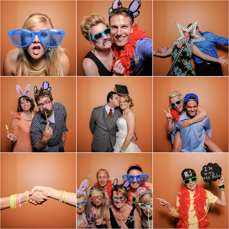 Upland-Brewery-Indiana-University-Bloomington-Wedding-Lydia-John-12 fun, silly, colorful, wacky photobooth montage in Bloomington, Indiana