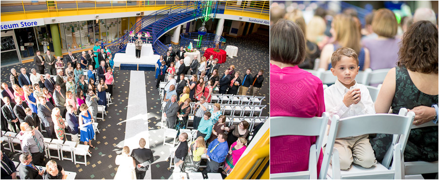 Indianapolis-Childrens-Museum-Wedding-Photography-Rebecca-Nathan-13 Wedding ceremony photo in Indianapolis Children's Museum