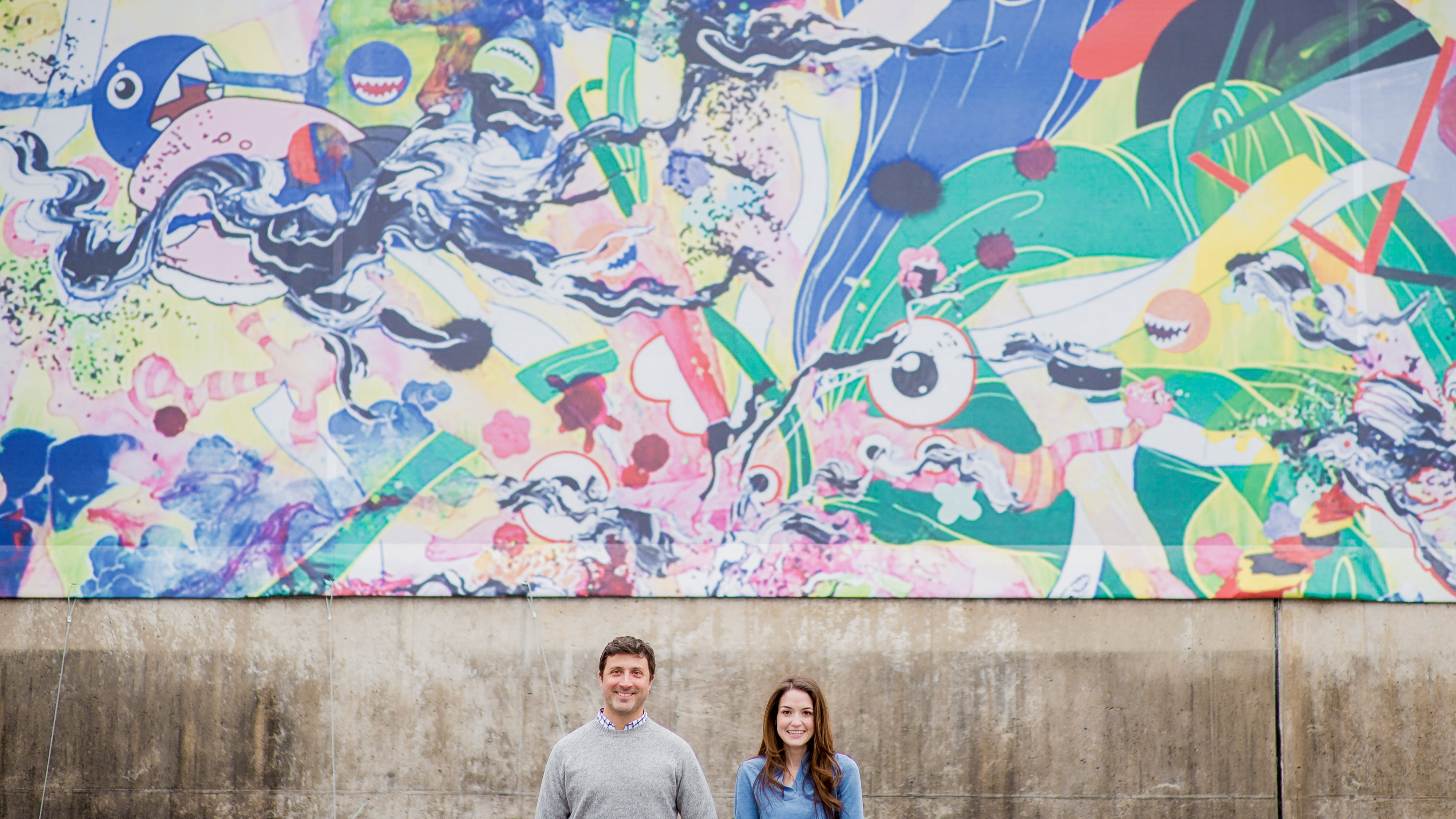 Colorful and modern Engagement Photos in downtown Richmond Virginia