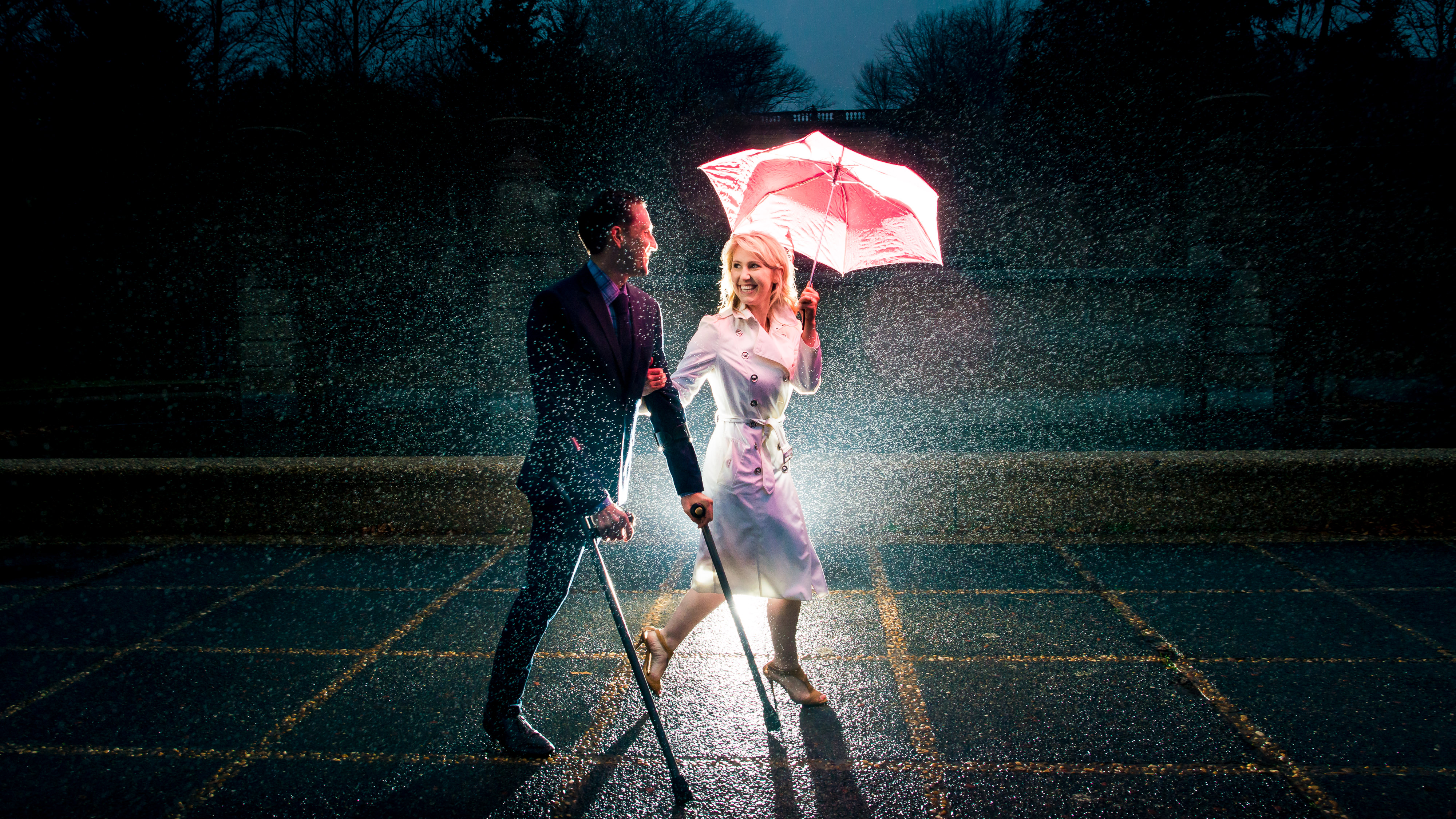 Josh + Ashley's Engagement Shoot in the Rain in DC