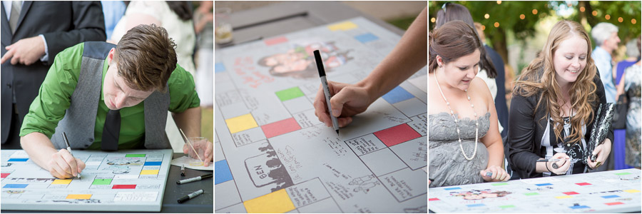mustard-seed-gardens-wedding-photography-indiana-jen-tyler-11 wedding guests sign in on homemade painted guestbook game board