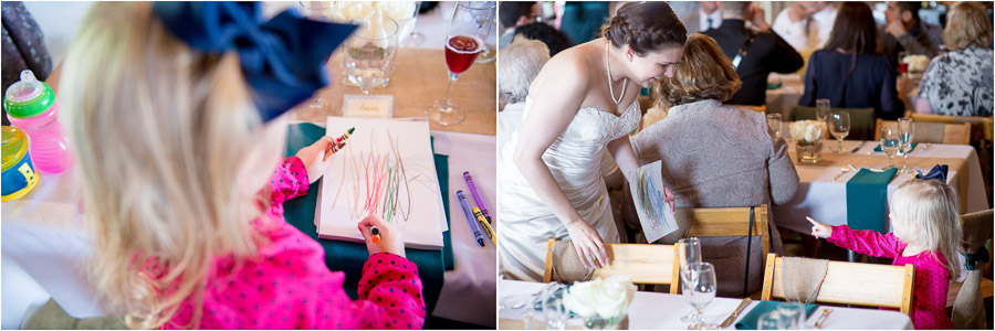 Dulls-Tree-Farm-Wedding-Photos-Indiana-Kate-Dustin-08 Cute moment at wedding when girl draws a picture for bride