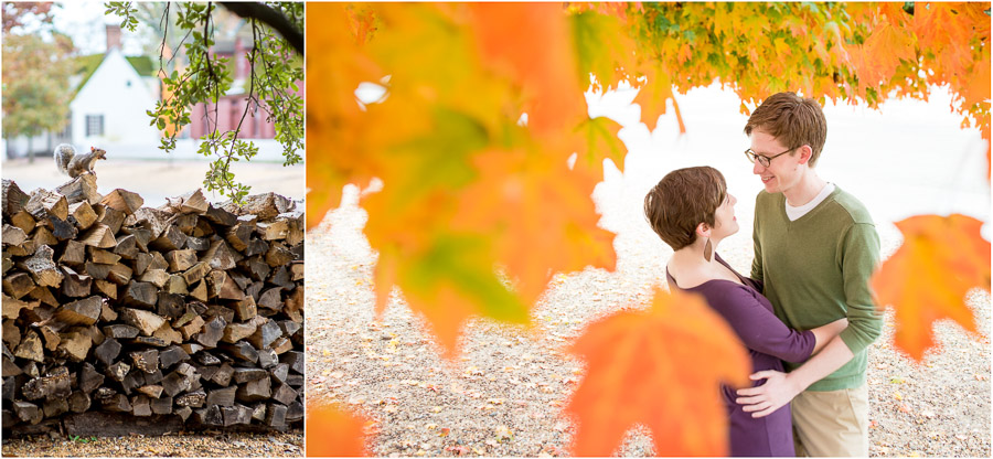 colonial-williamsburg-william-and-mary-college-engagement-photography-megan-will-06 Fall engagement photos and funny squirrel at Colonial Williamsburg, Virginia