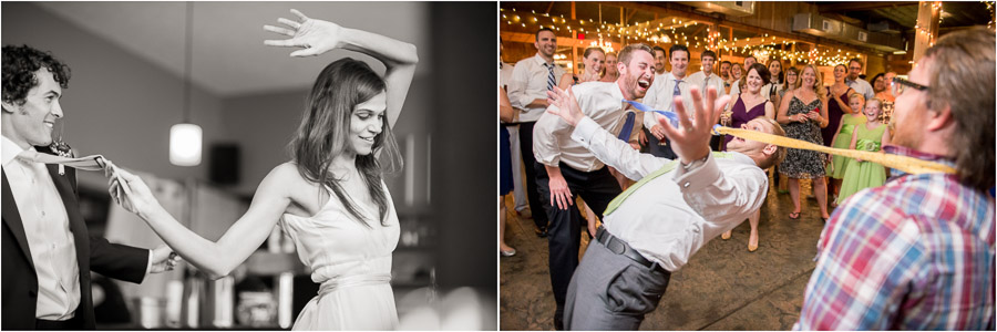 Bloomington-Indianapolis-Wedding-Photographers-2013-Favorite-Photos-of-the-Year-30 Funny first dance pic and groom doing tie limbo on wild dance floor!
