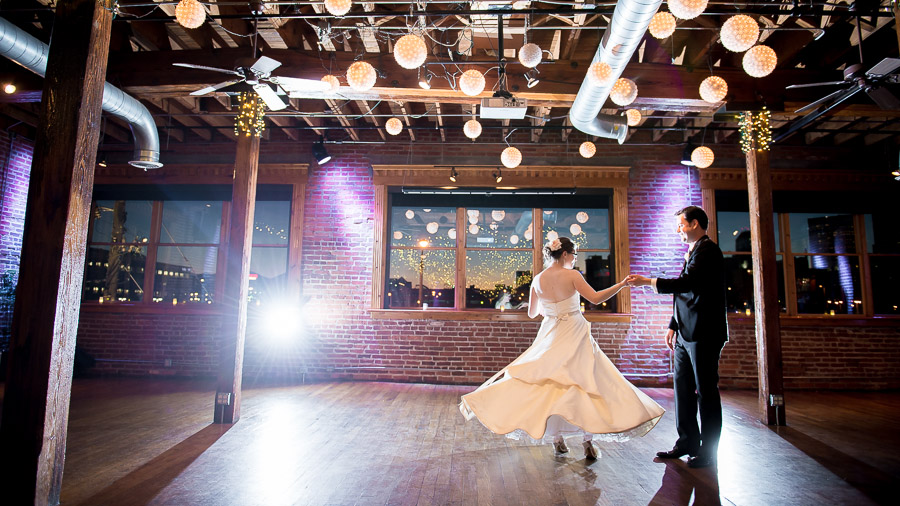 Bloomington-Indianapolis-Wedding-Photographers-2013-Favorite-Photos-of-the-Year-37 Twirly dress first dance photo with lanterns at The Mavris in Indy.