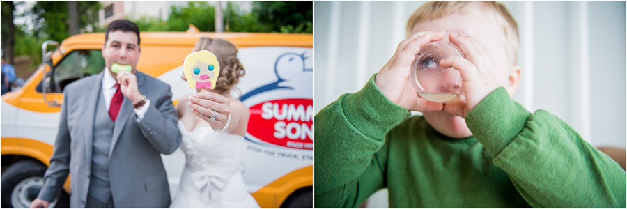 Bloomington-Indianapolis-Wedding-Photographers-2013-Favorite-Photos-of-the-Year-54 Hilarious portrait of bride and groom with popsicles and little boy with lemonade at IN wedding
