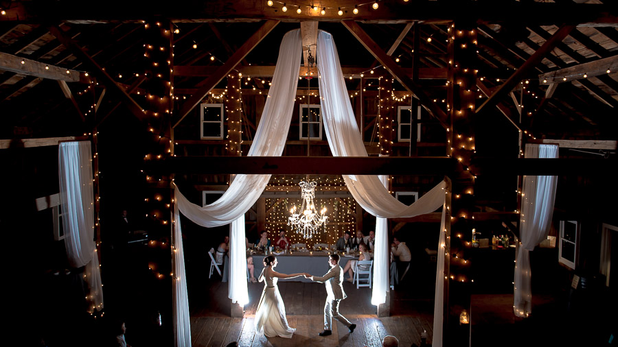 Bloomington-Indianapolis-Wedding-Photographers-2013-Favorite-Photos-of-the-Year-67 Gorgeous first dance photo in beautifully lit barn at Indiana wedding by TALL + small Photo