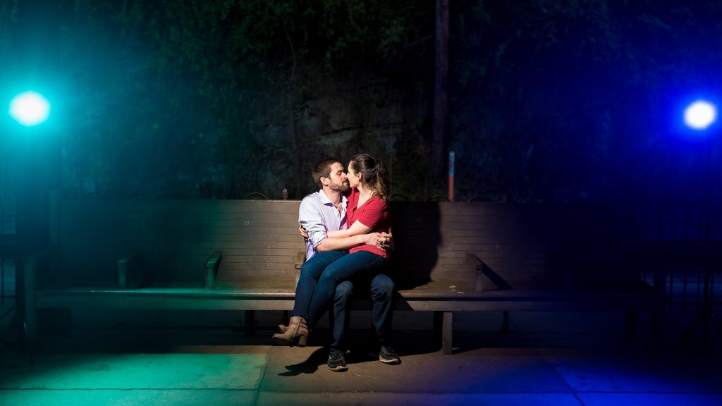 Colorful Strobist engagement Staunton Virginia photography